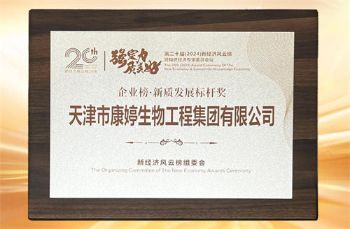 康婷集团荣获“2024新经济风云榜·新质发展标杆奖”